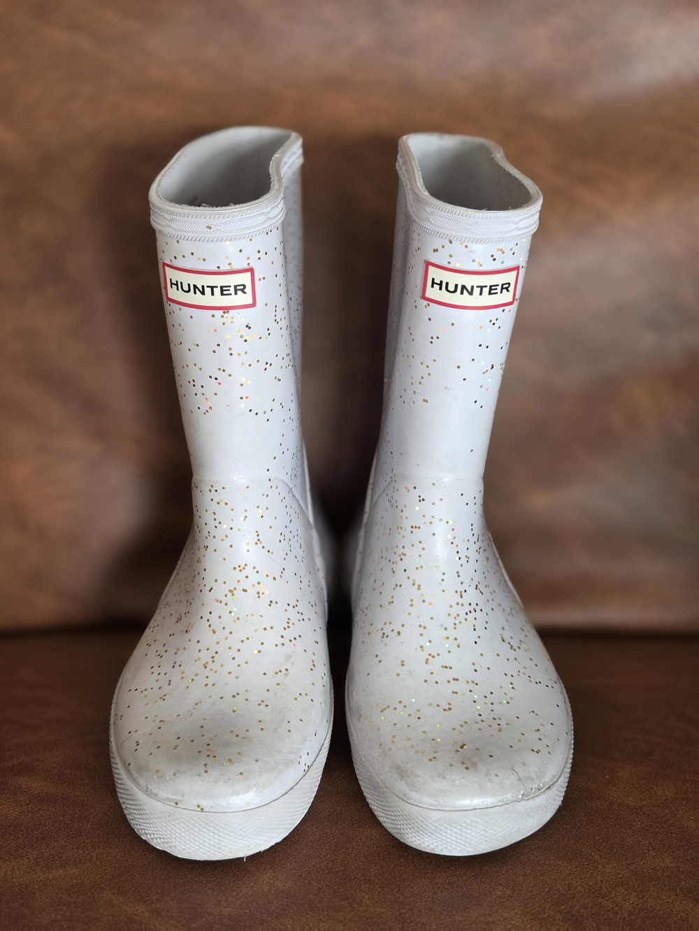 Hunter Kids White Glitter Rain Boots